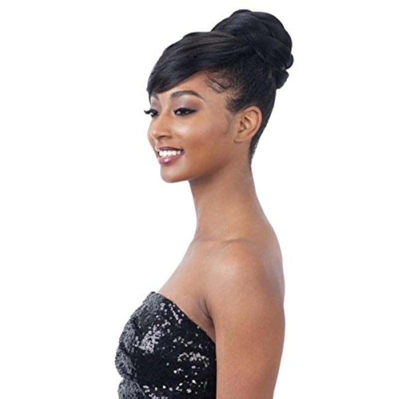 TWISTED BUN BANG (1B Off Black) - Freetress Equal Synthetic Bun & Swoop Side Bang